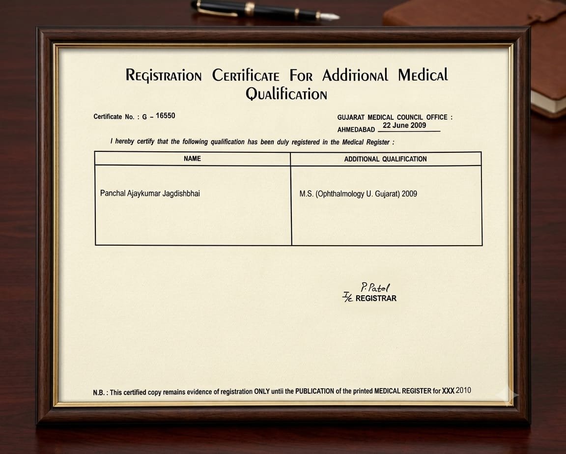 MCI registration certificate of Dr. Ajay Panchal