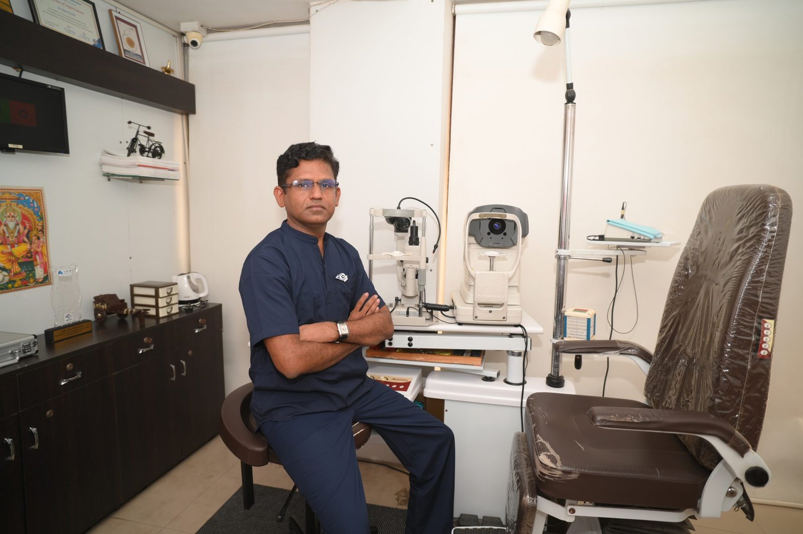 Diagnostic examination room with slit lamp at Vidya Eye Hospital