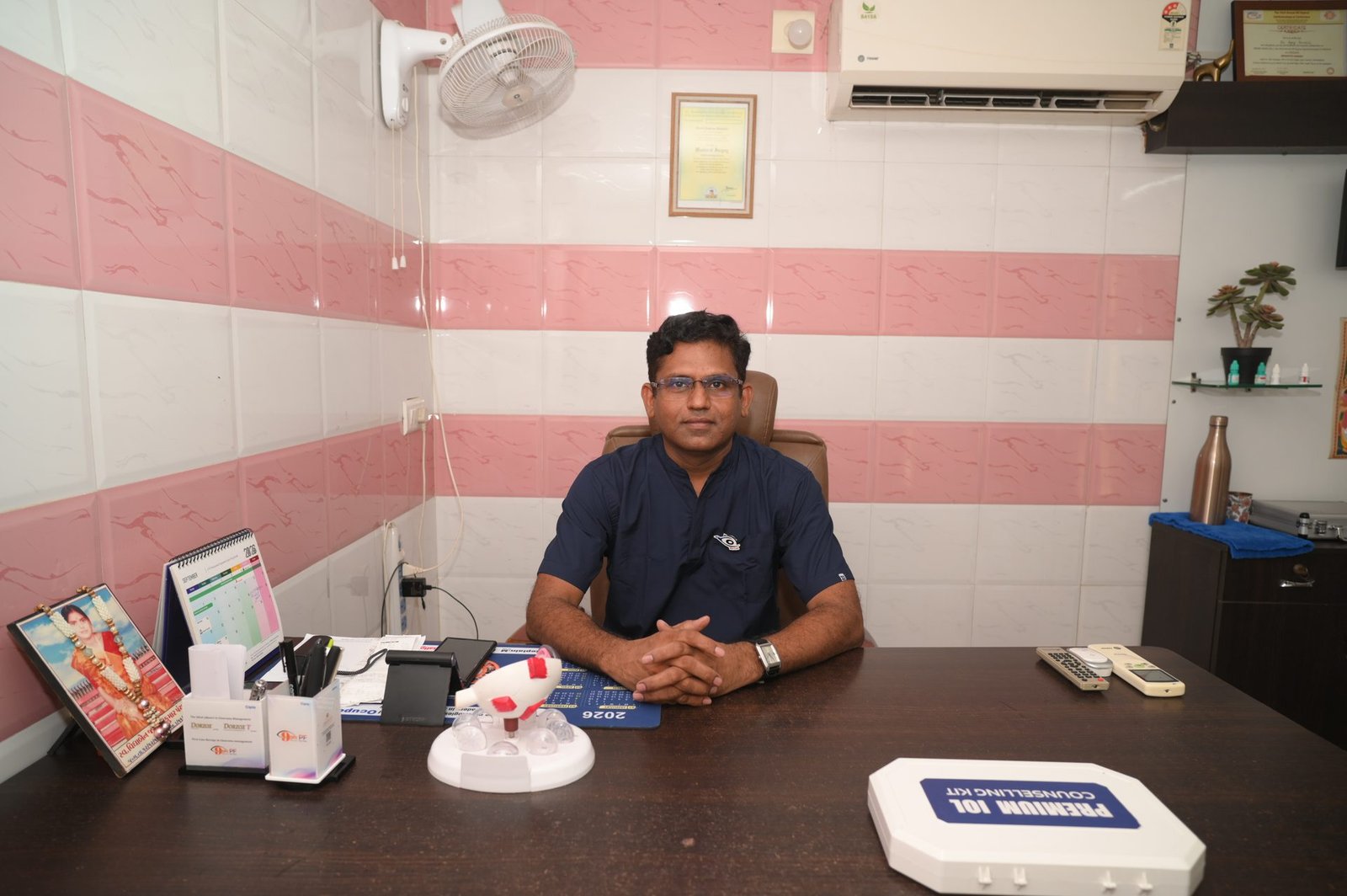 Dr. Ajay Panchal, M.S. Ophthalmology, at his consultation desk