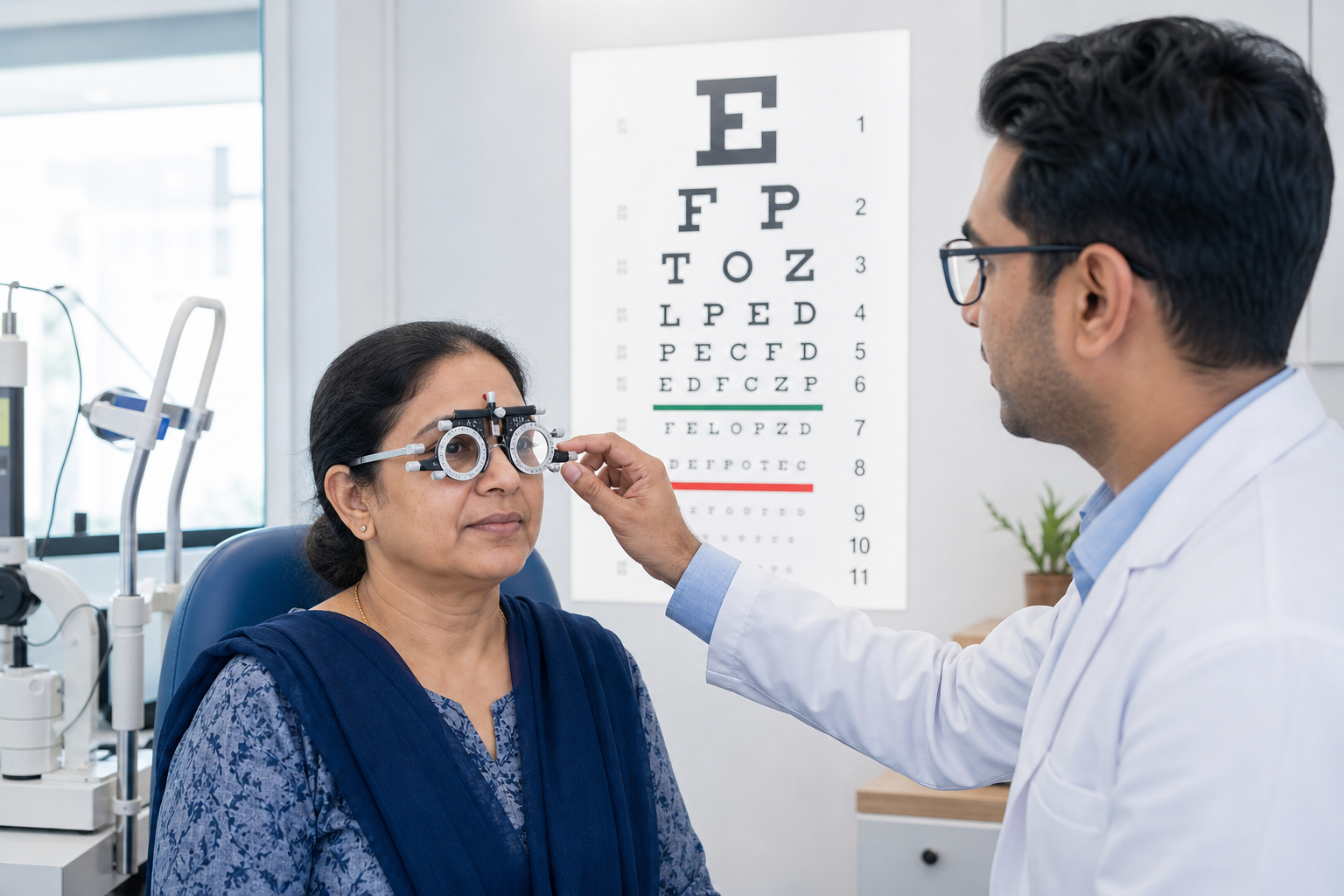 Doctor conducting a vision test